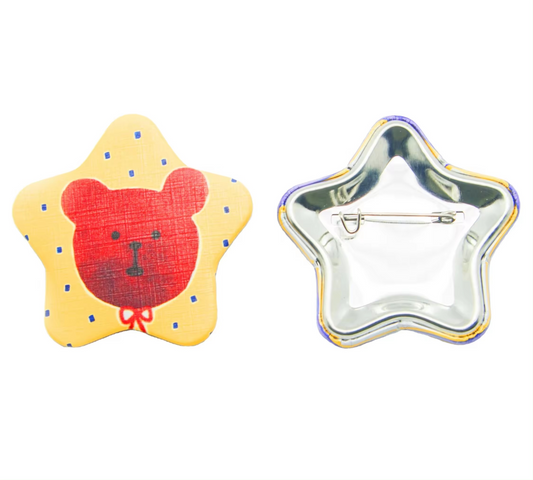 Star Custom Premium Hardcover Photo Pinback Badge or Your Design | 2.20 x 2.13 inch (56x54mm)