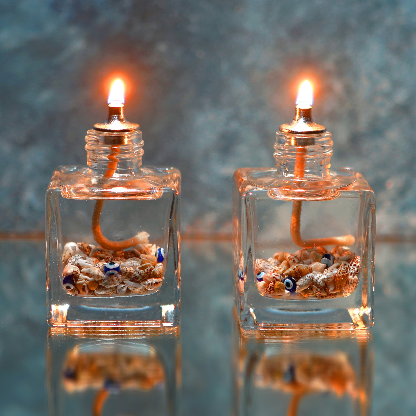 The Lux Bliss Seashell Decorative Oil Lamp Candle Set 2