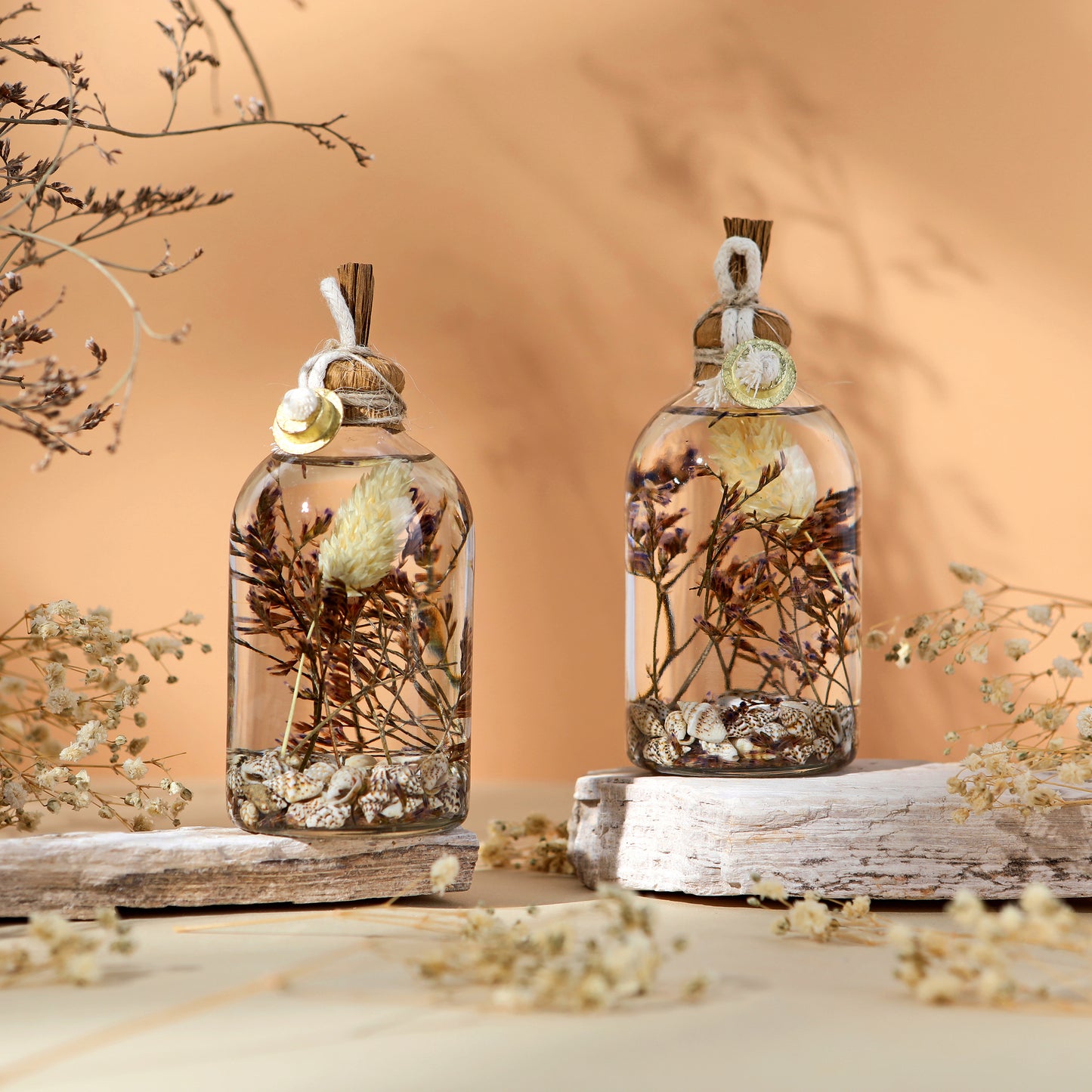 The Lux Bliss Seashell Decorative Oil Lamp Candle Set of 2 x 100 ml (2 x 3.38 Ounce)