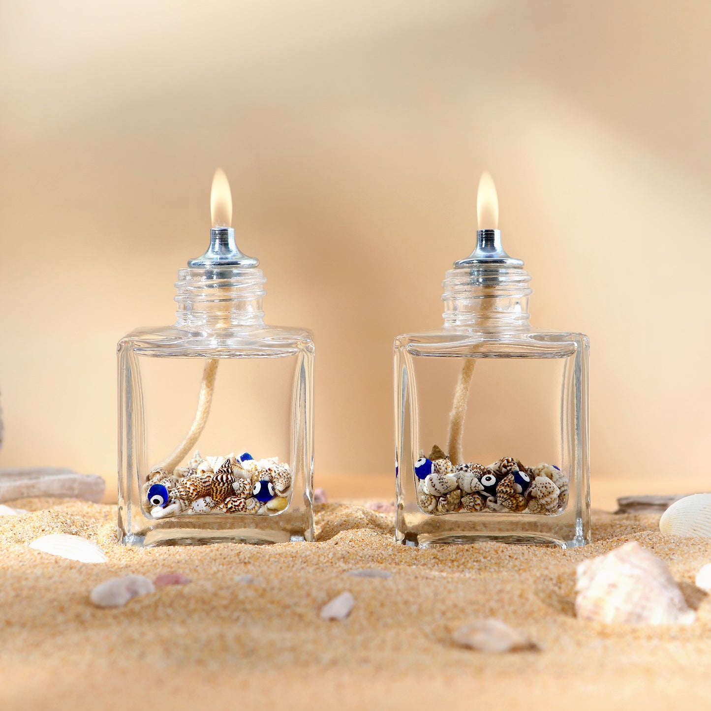 The Lux Bliss Seashell Decorative Oil Lamp Candle Set 2