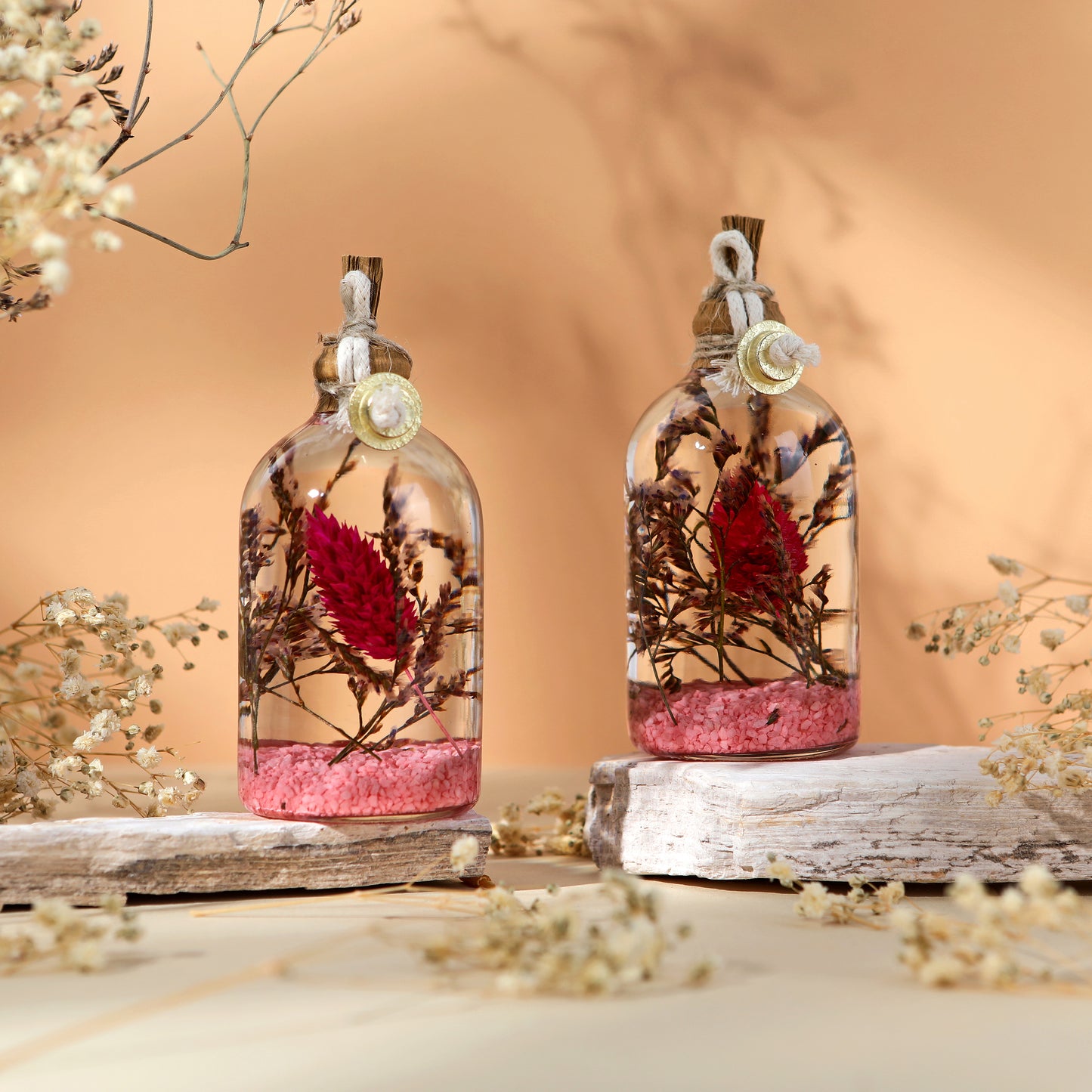 The Lux Bliss Pink Decorative Oil Lamp Candle Set of 2 x 100 ml (2 x 3.38 Ounce)