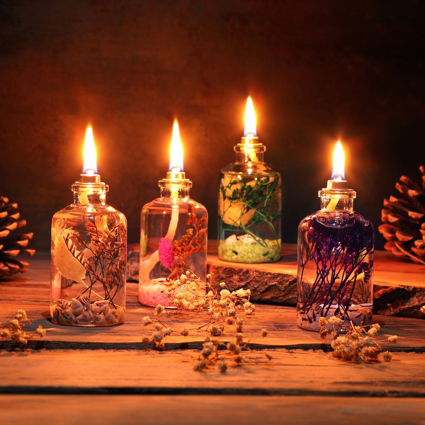 The Lux Bliss Decorative Oil Lamp Candle Set of 4 x 50 ml (4 x 1.69 Ounce)